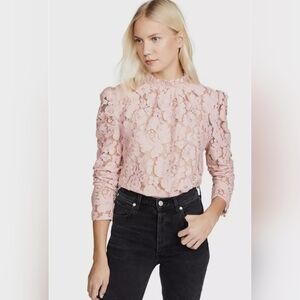 WAYF Puff Sleeve Lace Top